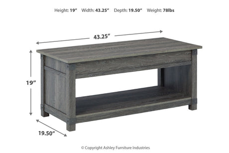 Freedan Grayish Brown Lift-top Coffee Table, 2 End Tables and Console from Ashley - Luna Furniture