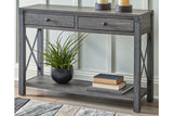 Freedan Grayish Brown Lift-top Coffee Table, 2 End Tables and Console from Ashley - Luna Furniture