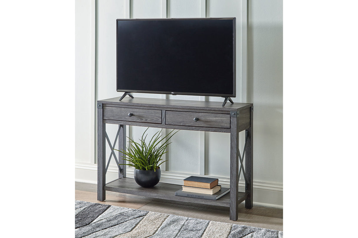 Freedan Grayish Brown Lift-top Coffee Table, 2 End Tables and Console from Ashley - Luna Furniture