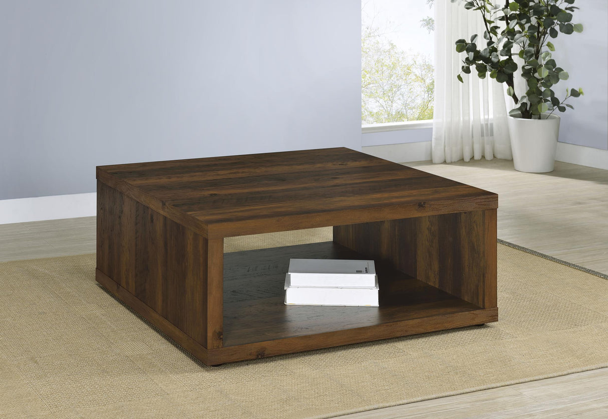 Frisco Dark Pine Square Engineered Wood Coffee Table from Coaster - Luna Furniture
