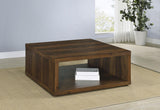 Frisco Dark Pine Square Engineered Wood Coffee Table from Coaster - Luna Furniture