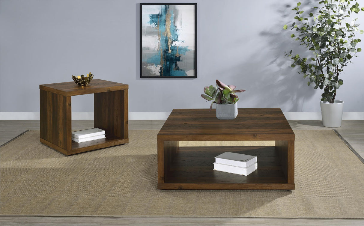 Frisco Dark Pine Square Engineered Wood Coffee Table from Coaster - Luna Furniture