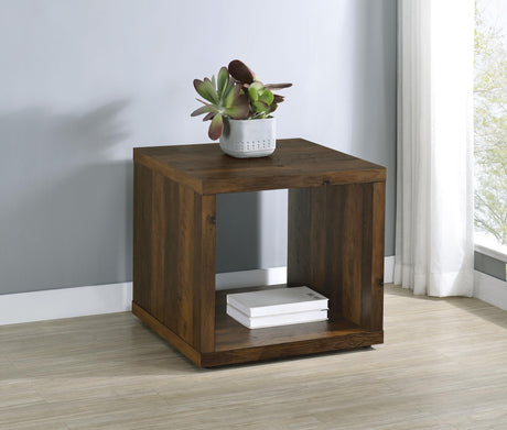 Frisco Dark Pine Square Engineered Wood Side End Table from Coaster - Luna Furniture