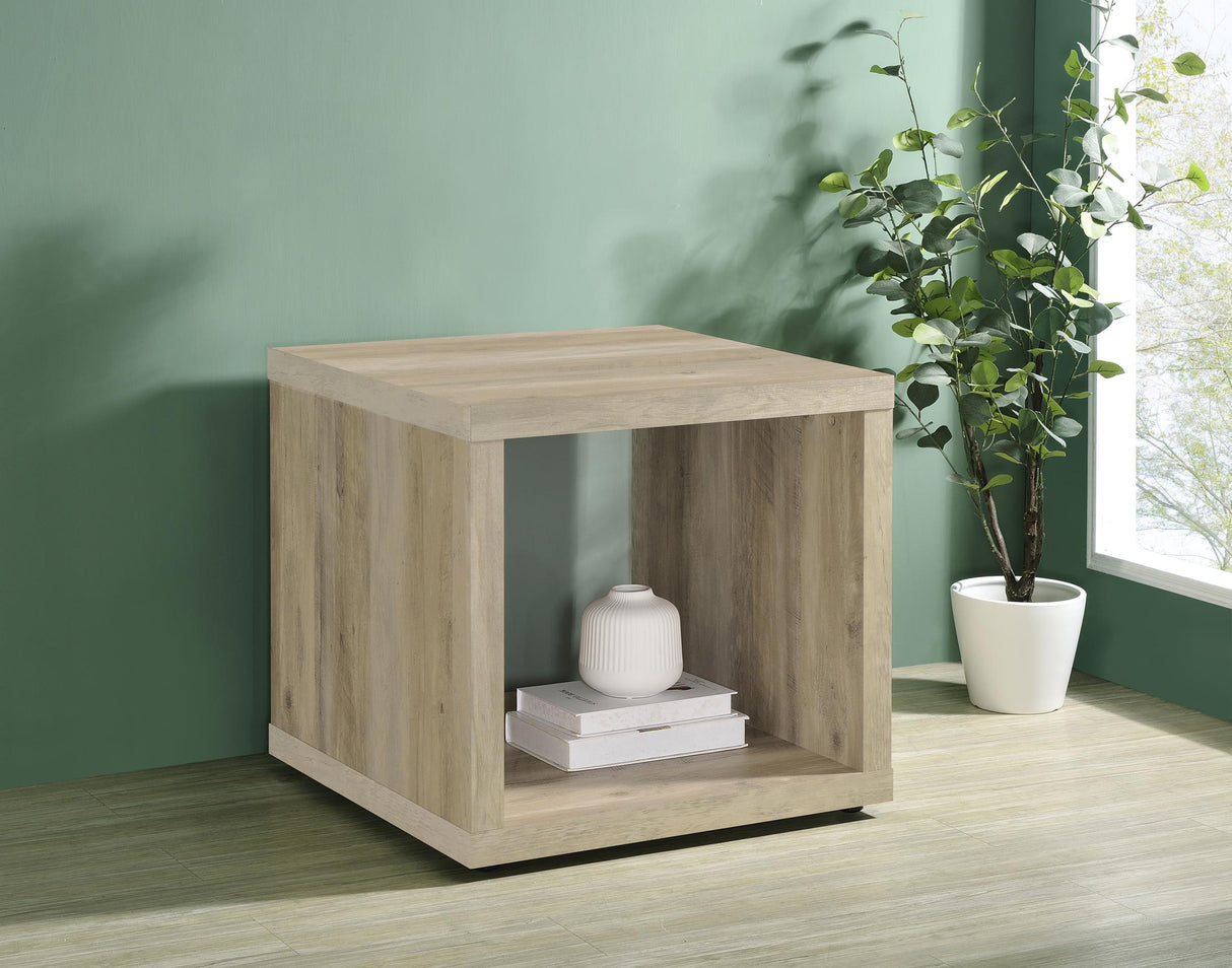 Frisco Distressed Pine Square Engineered Wood Side End Table from Coaster - Luna Furniture