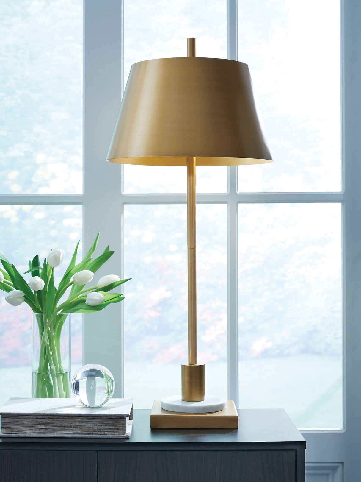 Fritzburn Gold Finish/White Table Lamp from Ashley - Luna Furniture