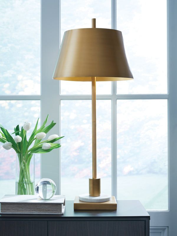 Fritzburn Gold Finish/White Table Lamp