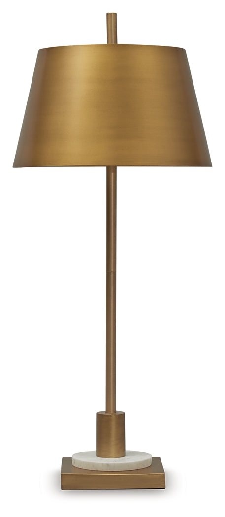 Fritzburn Gold Finish/White Table Lamp from Ashley - Luna Furniture