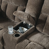 Frohn Chocolate Reclining Loveseat with Console from Ashley - Luna Furniture