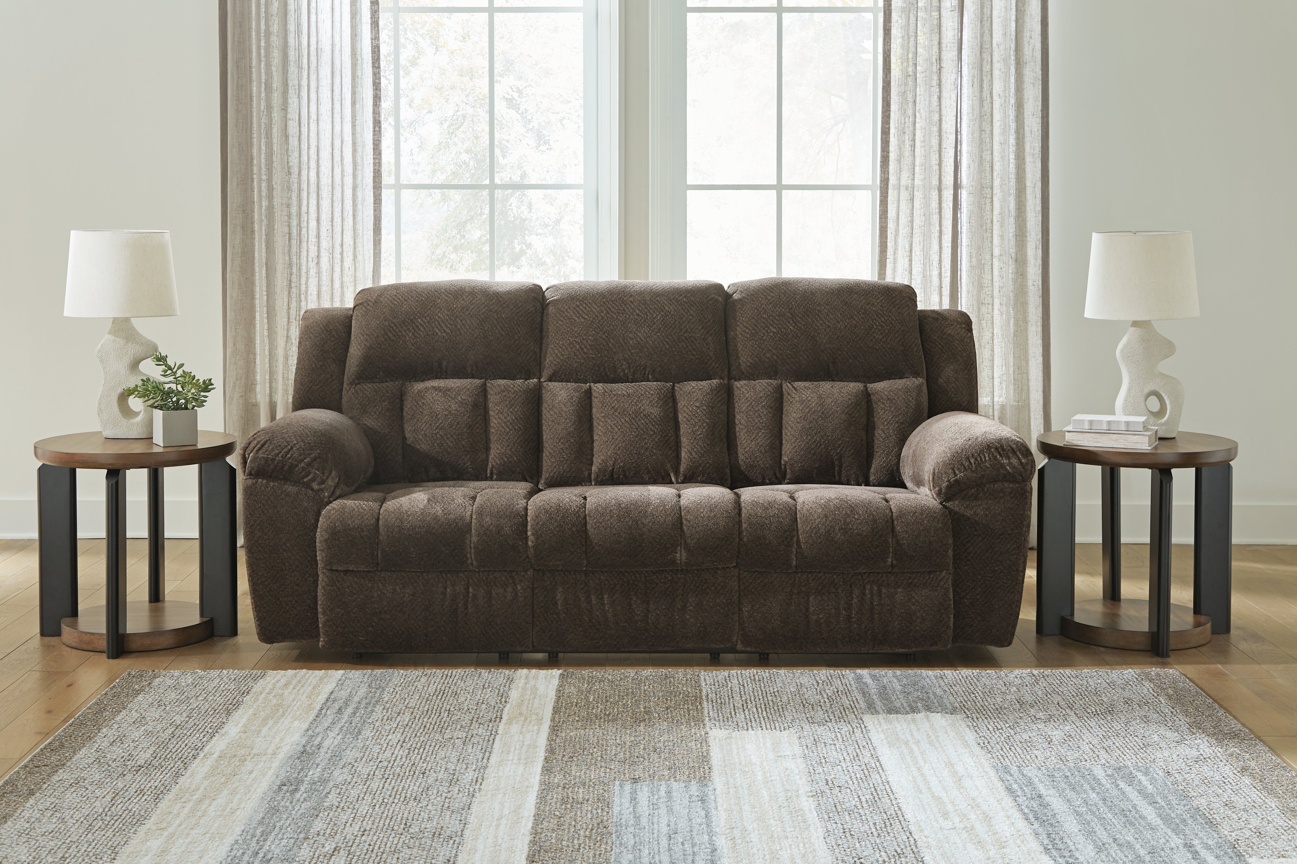 Ashley Frohn Chocolate Reclining Sofa – Luna Furniture