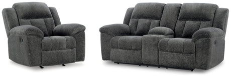Frohn Graphite Reclining Loveseat and Recliner from Ashley - Luna Furniture