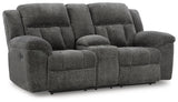 Frohn Graphite Reclining Loveseat with Console from Ashley - Luna Furniture