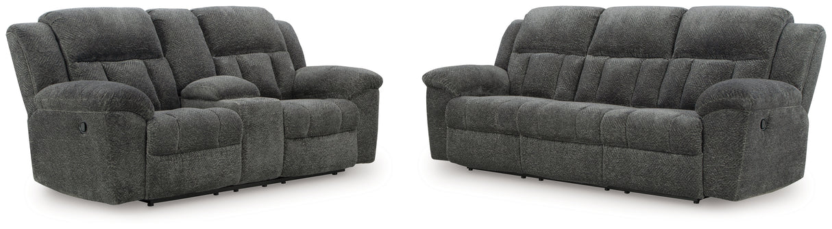 Frohn Graphite Reclining Sofa and Loveseat from Ashley Furniture - Luna Furniture