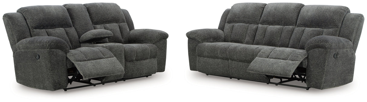 Frohn Graphite Reclining Sofa and Loveseat from Ashley Furniture - Luna Furniture