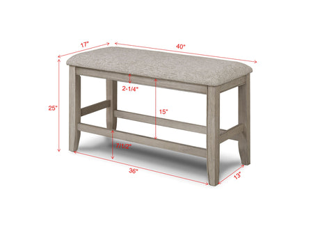 Fulton White Oak Counter Height Dining Bench from Crown Mark - Luna Furniture