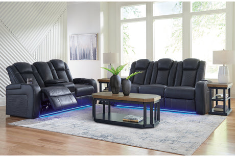 Fyne-Dyme Sapphire Power Reclining Sofa, Loveseat and Recliner from Ashley - Luna Furniture