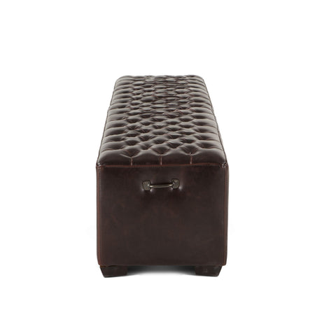 D'Orsay 79" Upholstered Bench in Brown Leather from Home Trends & Design - Luna Furniture