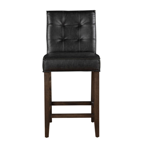 Madison Counter Chair in Black Leather with Dark Legs from Home Trends & Design - Luna Furniture