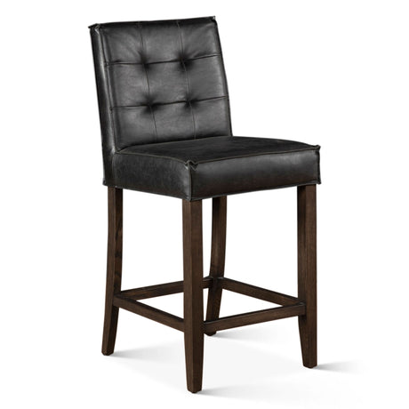 Madison Counter Chair in Black Leather with Dark Legs from Home Trends & Design - Luna Furniture