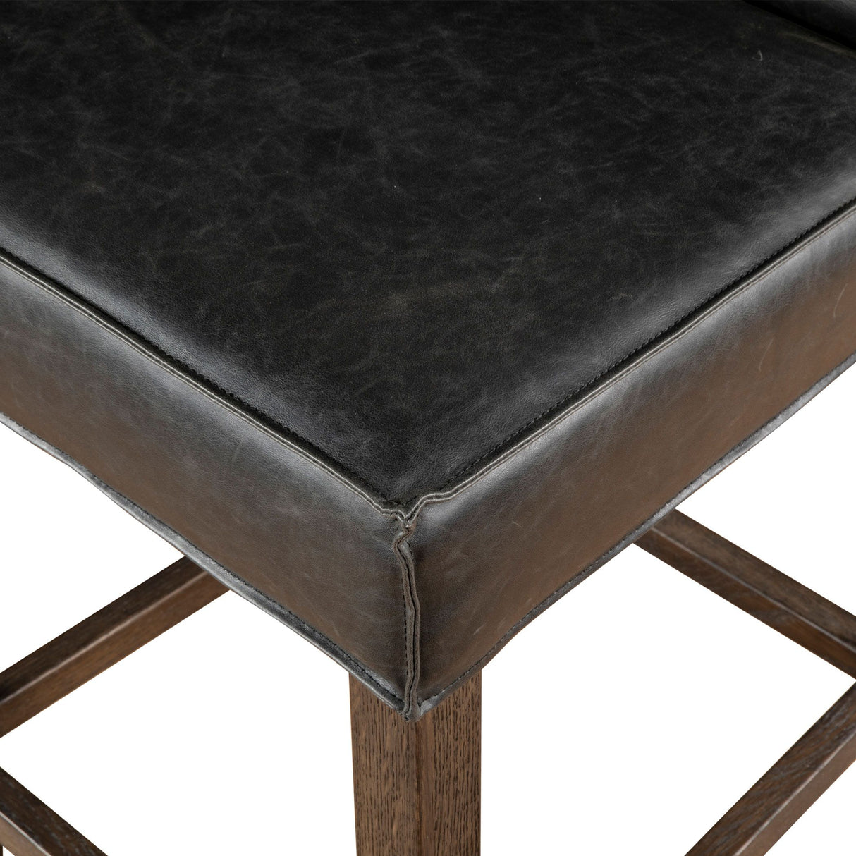 Madison Counter Chair in Black Leather with Dark Legs from Home Trends & Design - Luna Furniture