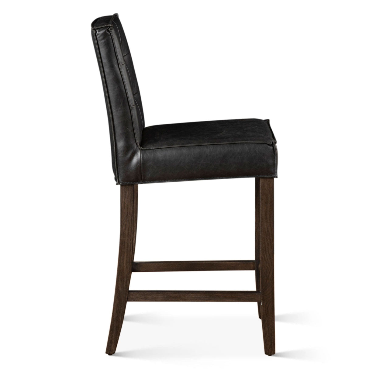 Madison Counter Chair in Black Leather with Dark Legs from Home Trends & Design - Luna Furniture