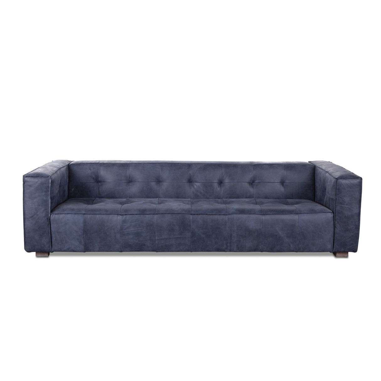 Milano 106" Sofa in Italian Blue Top Grain Leather from Home Trends & Design - Luna Furniture