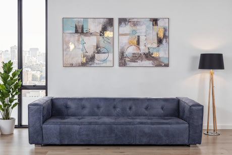 Milano 106" Sofa in Italian Blue Top Grain Leather from Home Trends & Design - Luna Furniture