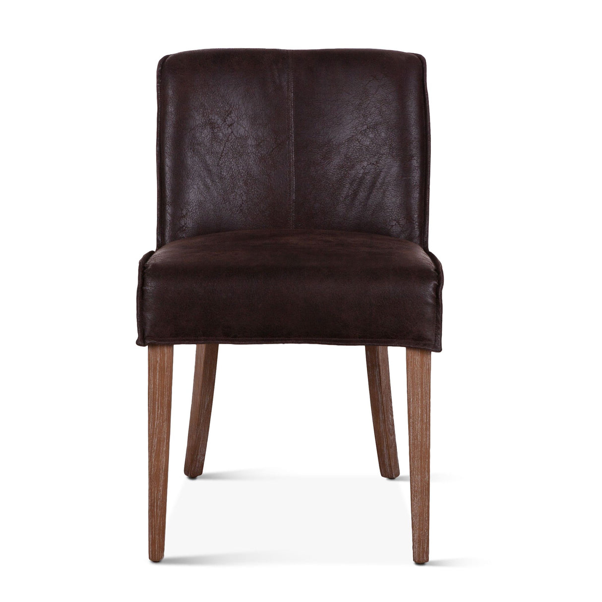 Buddy 20" Dining Chair in Dark Brown Leather with Natural Legs, Set of 2 from Home Trends & Design - Luna Furniture