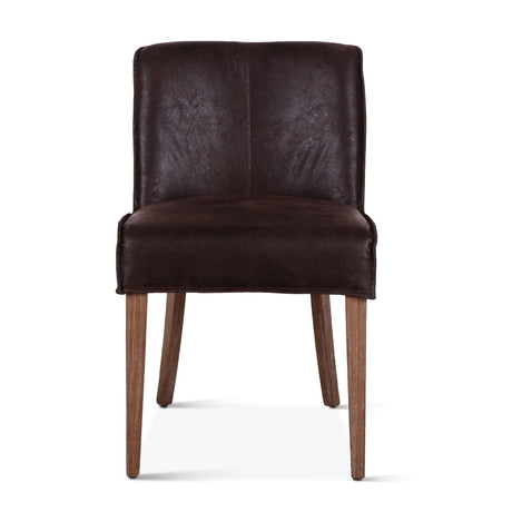 Buddy 20" Dining Chair in Dark Brown Leather with Natural Legs, Set of 2 from Home Trends & Design - Luna Furniture