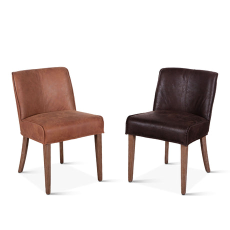 Buddy 20" Dining Chair in Dark Brown Leather with Natural Legs, Set of 2 from Home Trends & Design - Luna Furniture