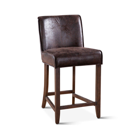 Buddy 20" Counter Chair in Dark Brown Leather with Matte Brown Legs from Home Trends & Design - Luna Furniture