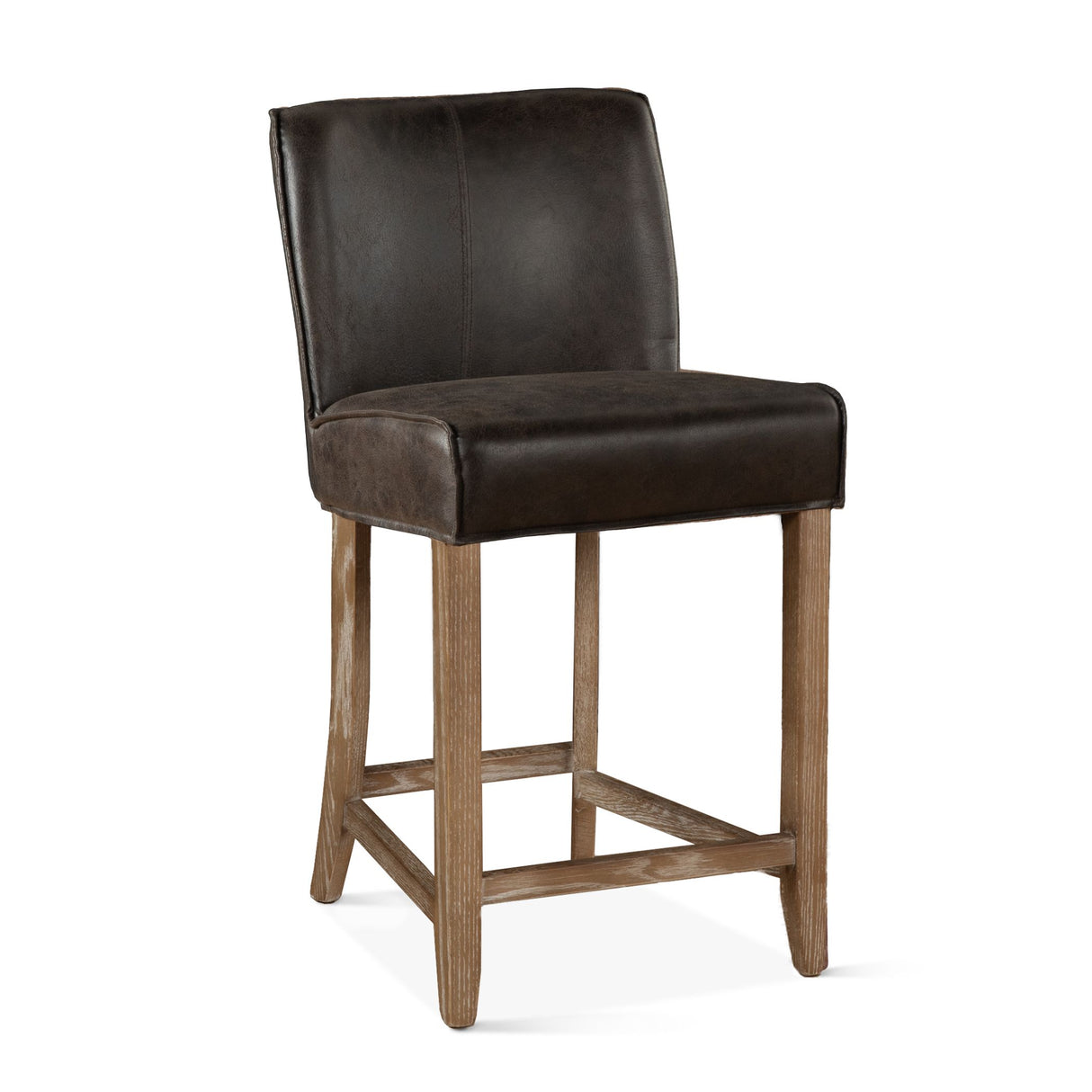 Buddy 20" Counter Chair in Dark Brown Leather with Natural Legs from Home Trends & Design - Luna Furniture