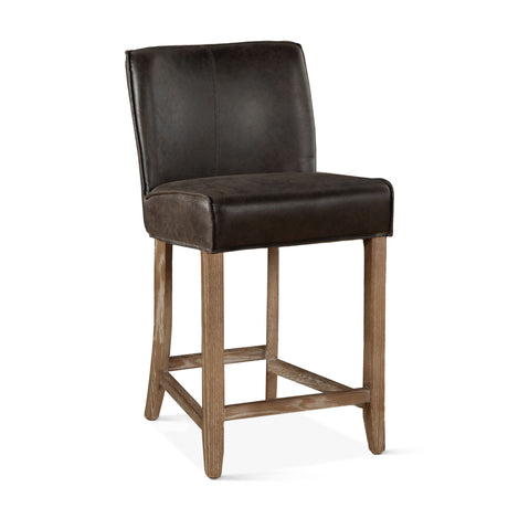 Buddy 20" Counter Chair in Dark Brown Leather with Natural Legs from Home Trends & Design - Luna Furniture