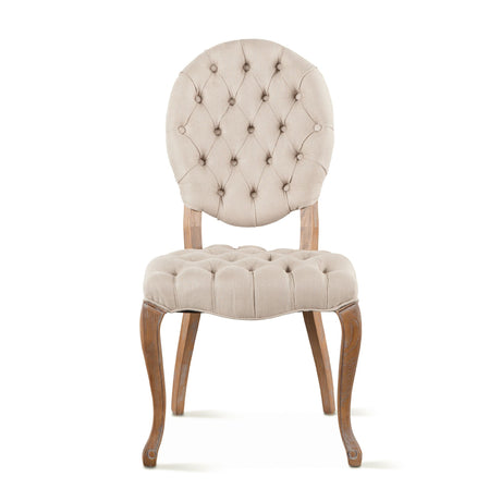 Penelope 21" Dining Chair in Beige Linen with Napoleon Legs, Set of 2 from Home Trends & Design - Luna Furniture