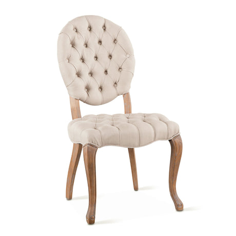 Penelope 21" Dining Chair in Beige Linen with Napoleon Legs, Set of 2 from Home Trends & Design - Luna Furniture