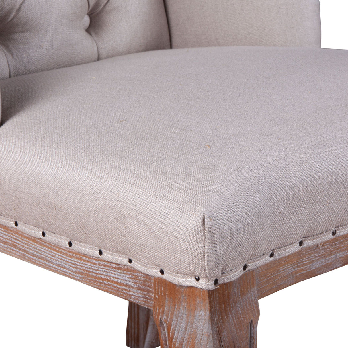Satine 25" Dining Chair in Off White Linen with Napoleon Legs from Home Trends & Design - Luna Furniture
