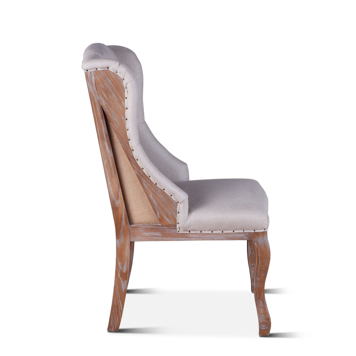 Satine 25" Dining Chair in Off White Linen with Napoleon Legs from Home Trends & Design - Luna Furniture