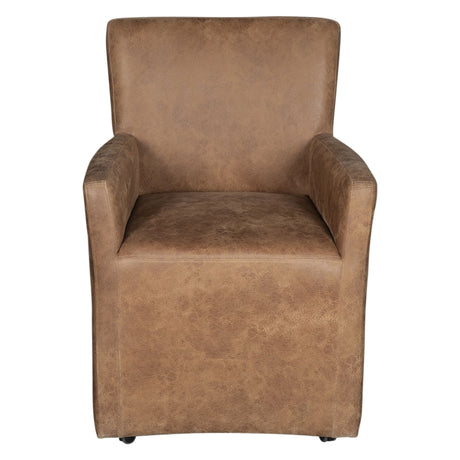 Peabody 25" Wheeled Armchair in Tan Leather from Home Trends & Design - Luna Furniture