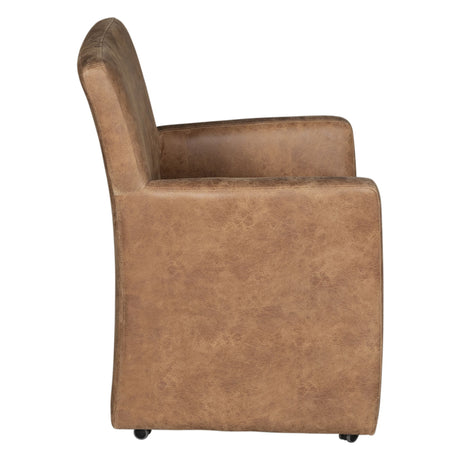 Peabody 25" Wheeled Armchair in Tan Leather from Home Trends & Design - Luna Furniture