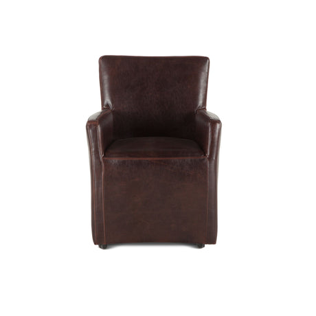 Peabody 25" Wheeled Armchair in Brown Leather from Home Trends & Design - Luna Furniture