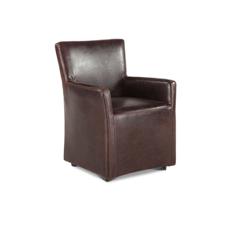 Peabody 25" Wheeled Armchair in Brown Leather from Home Trends & Design - Luna Furniture