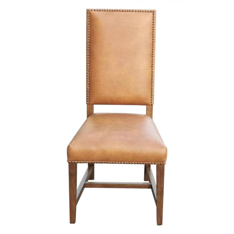 Darcy Dining Chair in Warm Brown Leather with Earth Legs, Set of 2 from Home Trends & Design - Luna Furniture