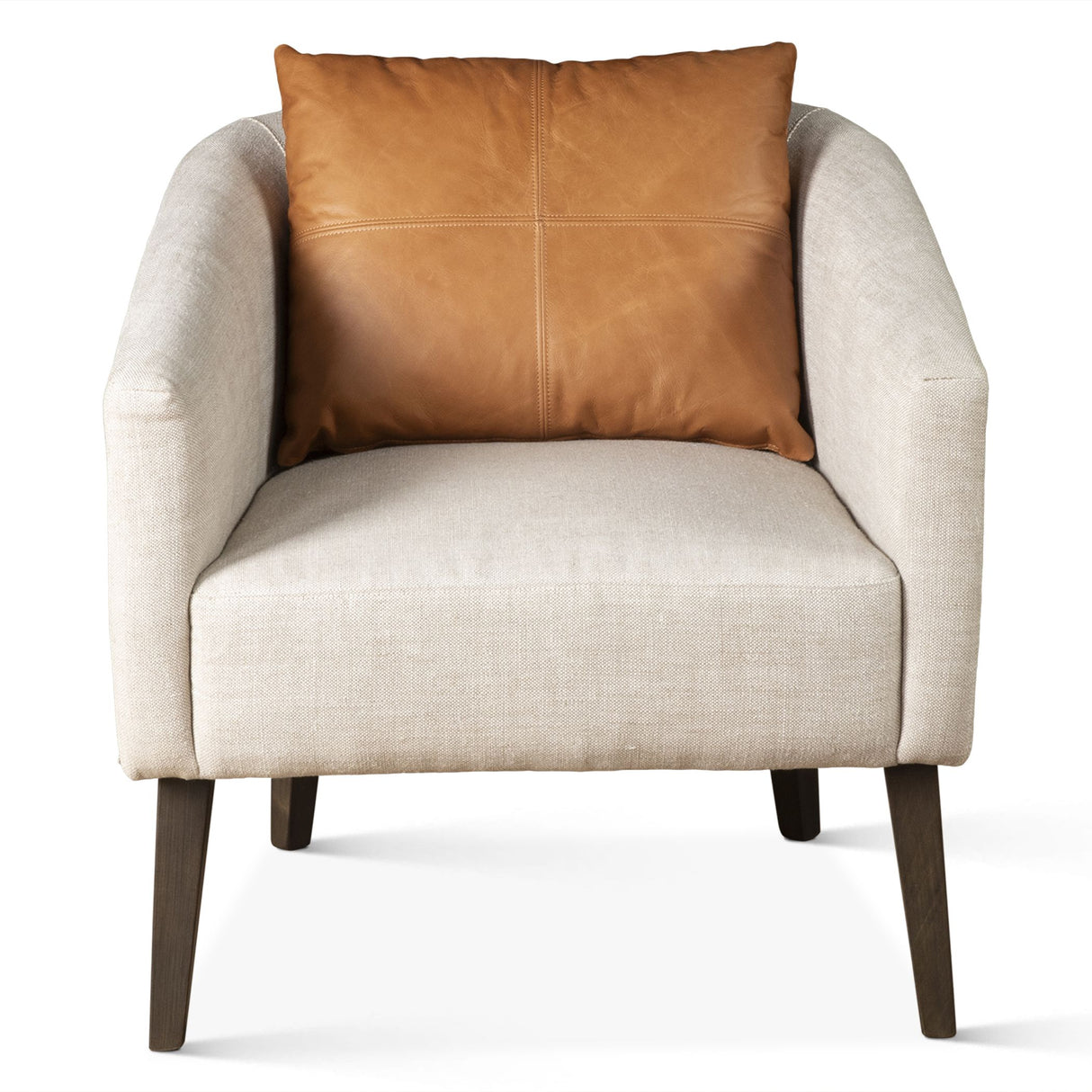 Jessie 22" Accent Chair in Beige Linen with Tan Leather Accent Pillow from Home Trends & Design - Luna Furniture
