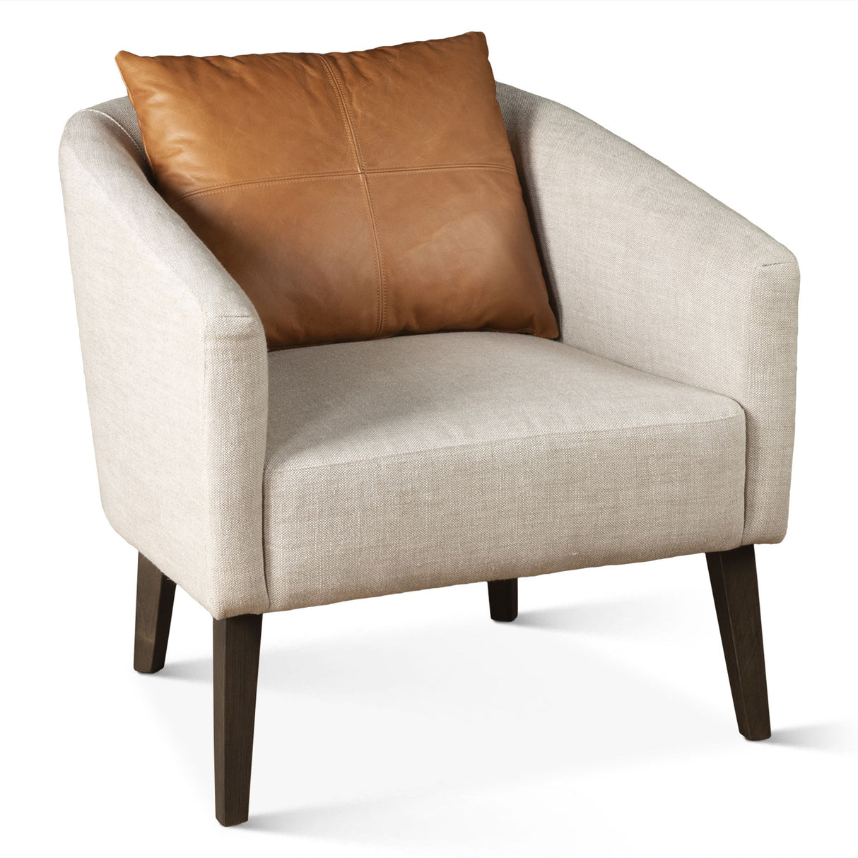 Jessie 22" Accent Chair in Beige Linen with Tan Leather Accent Pillow from Home Trends & Design - Luna Furniture