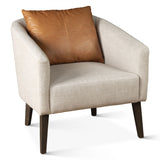 Jessie 22" Accent Chair in Beige Linen with Tan Leather Accent Pillow from Home Trends & Design - Luna Furniture
