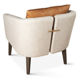 Jessie 22" Accent Chair in Beige Linen with Tan Leather Accent Pillow from Home Trends & Design - Luna Furniture