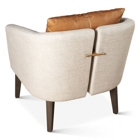 Jessie 22" Accent Chair in Beige Linen with Tan Leather Accent Pillow from Home Trends & Design - Luna Furniture