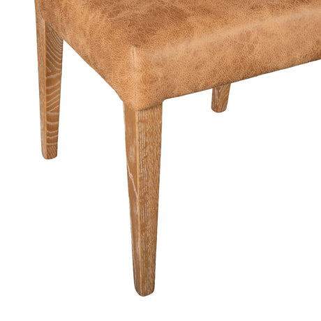 Maya 21" Tan Leather and Natural Legs Dining Chair, Set of 2 from Home Trends & Design - Luna Furniture