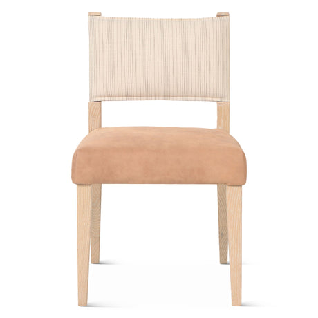 Maya 21" Dining Chair in Durango Linen and Antique Leather with Napoleon Legs, Set of 2 from Home Trends & Design - Luna Furniture
