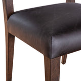 Maya 21" Dining Chair in Black Striped Linen and Black Leather with Dark Legs, Set of 2 from Home Trends & Design - Luna Furniture