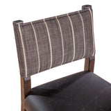 Maya 21" Dining Chair in Black Striped Linen and Black Leather with Dark Legs, Set of 2 from Home Trends & Design - Luna Furniture